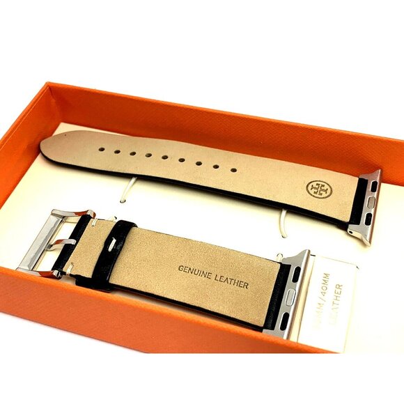 Tory Burch Women's Apple Watch 38/40mm Band McGraw Black Leather TBS0005 - Picture 7 of 9